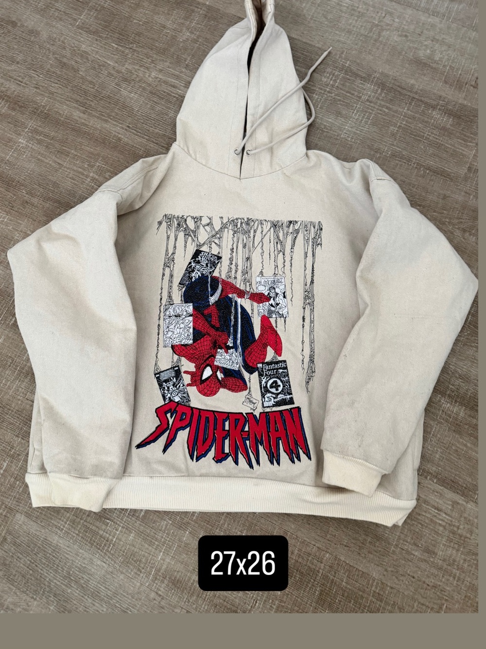 Vintage rush vintagerush rare spiderman spider man hoodie canvas men’s large
